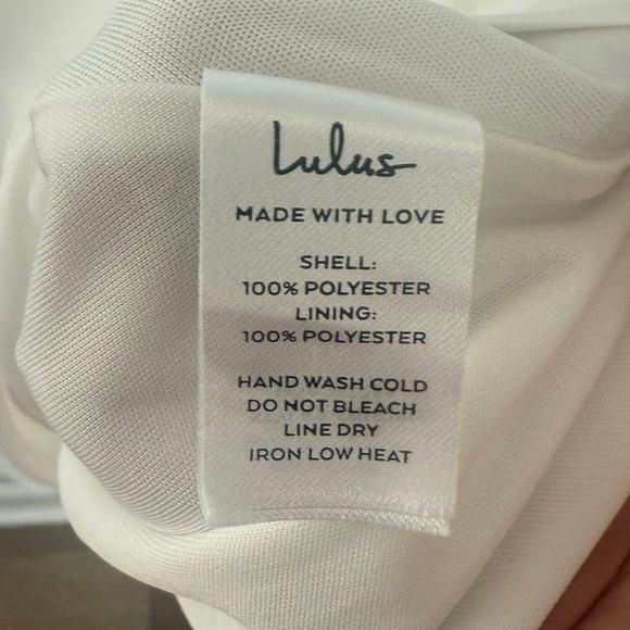 Lulu's Elegant White Satin Off-Shoulder Dress - Picture 8 of 8